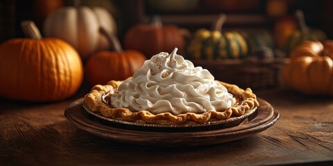 Sticker - Pumpkin pie with whipped cream vegetable dessert produce.