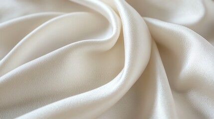 Wall Mural - soft white silk fabric with elegant folds and a gentle sheen.