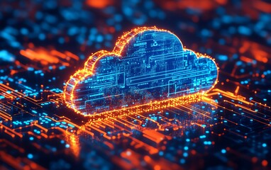 Poster - Cloud illustration showcasing digital transformation with businesses adopting cloudbased solutions to enhance agility and streamline operations