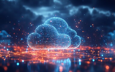 Fototapete - Cloudbased solutions revolutionizing businesses, illustrated with digital transformation themes to show enhanced agility and streamlined operations
