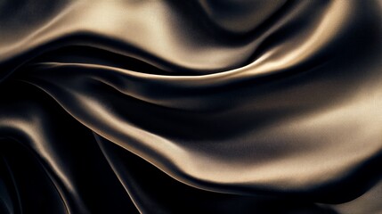 Wall Mural - close up of dark brown silky fabric with soft folds.