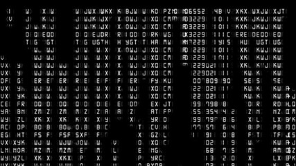 2d digital rain matrix screen text animation effect that slowy fades out to a few digits