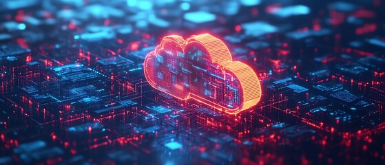 Poster - Illustration of digital transformation through cloud adoption, emphasizing how businesses are enhancing agility and streamlining operations