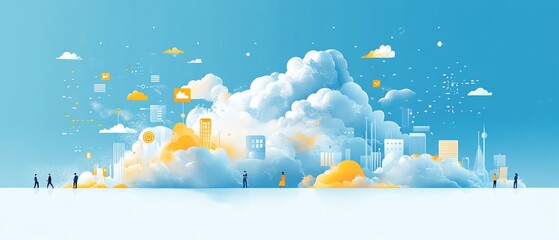 Poster - Illustration of digital transformation through cloud adoption, emphasizing how businesses are enhancing agility and streamlining operations
