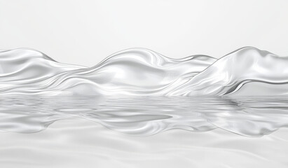 Gentle waves of translucent water flowing gracefully, reflecting soft light in a serene, minimalist setting. Generative AI