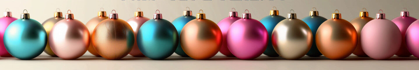 Festive Christmas Baubles in a Row - Holiday Decorations Theme