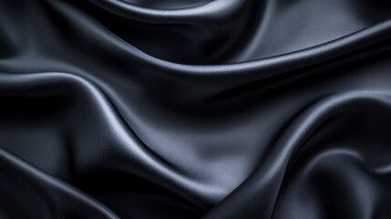 Wall Mural - closeup of smooth, dark gray silky fabric.
