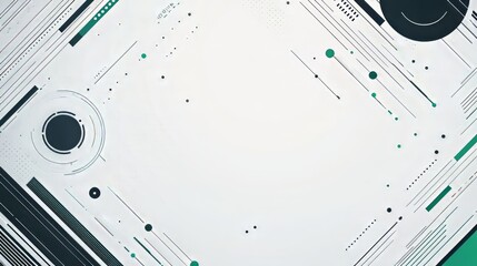 Abstract digital circuit board design with interconnected lines and nodes in green and gray tones on a light background. The  futuristic layout suggests advanced technology and data flow. AI Generativ