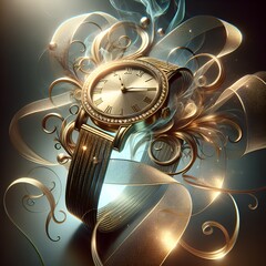 background with clock and flowers