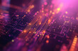 © Dinara - Vivid digital circuitry glows in vibrant purple and gold hues, illustrating technology's intricate beauty during nighttime. Generative AI