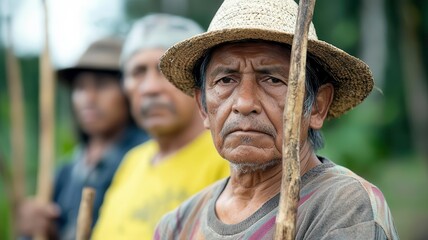 Indigenous people protesting the destruction of their sacred land, while a mining company profits from the resources   indigenous land rights, corporate exploitation