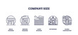 © VectorMine - Icons representing different company sizes from small business to global corporation, using simple outline designs. outline icons set