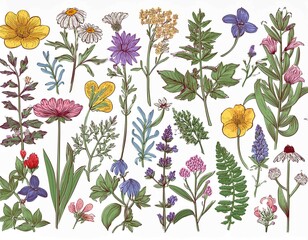 wild flowers vector collection