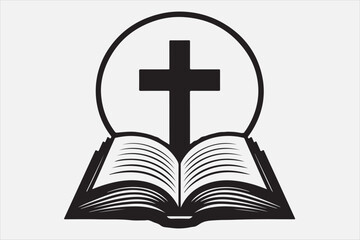 Silhouette of a holy Bible and cross