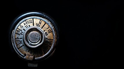 A close-up of a combination lock on a safe.