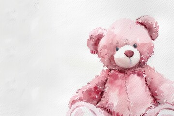 Canvas Print - Pink teddy bear pink toy representation.