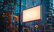 © Lens Lullabies - Empty vertical white blank street billboard at evening, Generative AI