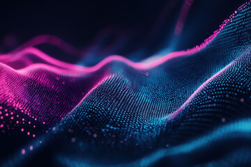 captivating abstract waves of vibrant pink and blue light undulating in a digital universe, creating