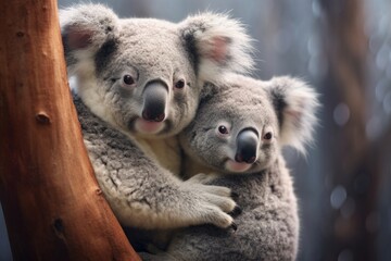 Poster - Koalas cuddling wildlife animal mammal.