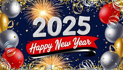 happy new year 2025 social media cover page and background