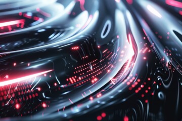 Poster - Futuristic Abstract Digital Flow with Red Highlights