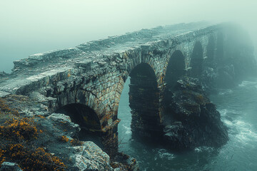 Wall Mural - a bridge, once strong, now crumbling as nature takes over, showing the decay of human structures. co