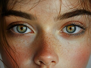 Poster - Close-up Portrait of a Woman's Eyes with Freckles