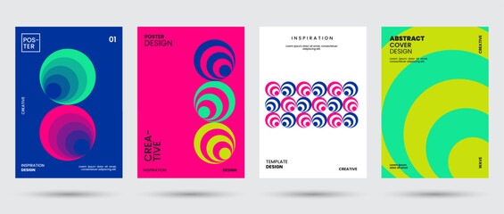 Wall Mural - Abstract collection of geometric shapes backgrounds. Brutal contemporary circle oval wave patterns. Modern trendy for cover, decoration, geometric, banner. Swiss design aesthetic