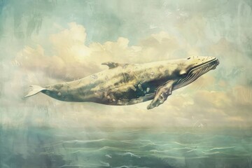 Poster - Whale in the ocean animal mammal shark.