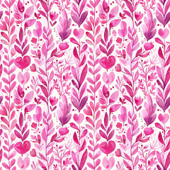 Poster - Watercolor Pink Floral Pattern With White Background