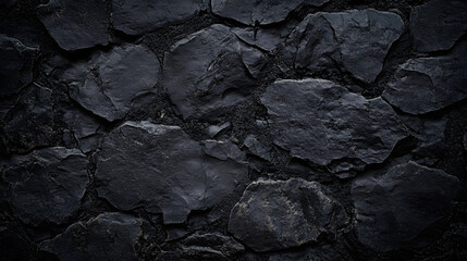 Canvas Print - Black or dark gray rough grainy stone texture background