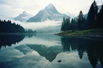 Canvas Print - Landscape mountain lake wilderness.