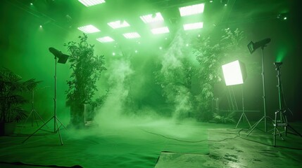 Sticker - Green Smoke and Lighting in Studio Environment