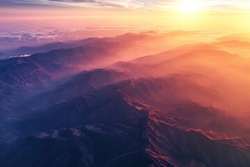 Poster - Mountains at sunrise backgrounds outdoors horizon.