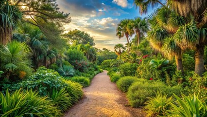 Panoramic view of lush savannah landscape with diverse plants