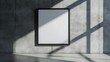 © Bijac - sleek black picture frame on minimalist concrete wall, casting dramatic shadows. modern office interior with subtle geometric patterns and muted color palette.