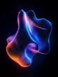 © Tackey - Abstract colorful wave in vibrant shades of blue and orange on a black background. A minimalist poster in metallic and chrome gradient style.