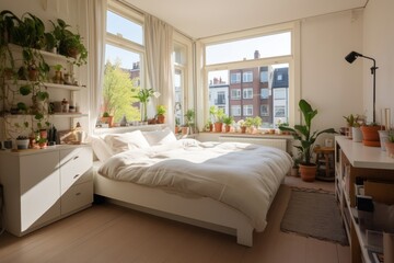 Wall Mural - Bedroom furniture apartment window.