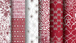 © Jean Isard - Elegant red and white geometric pattern set for design