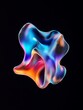 © Tackey - Colorful abstract shape, captivating fluid design on a black background, suitable for modern art applications. A minimalist poster in metallic and chrome gradient style.