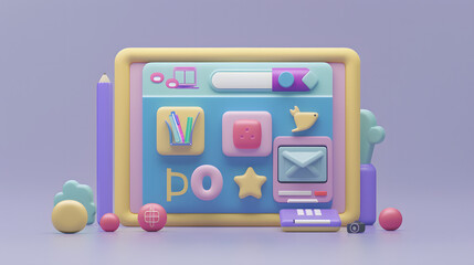 Wall Mural - Prototype Icon Web Design 3D