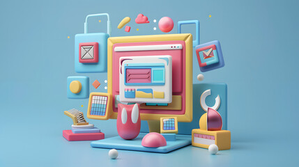 Wall Mural - Responsive Design Icon Web Design 3D