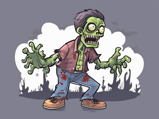 Canvas Print - Scary Cartoon Zombie