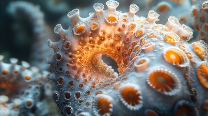 Sticker - Close-Up of a Vibrant Coral Polyp in the Ocean