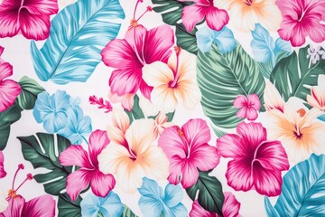 Wall Mural - Textile hawaii pattern fabric graphics hibiscus blossom.