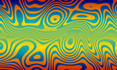 Fototapete - Abstract retro 70s background vector. Colorful vintage 1970 stylish wallpaper with swirl psychedelic shapes. Illustration design suitable for poster, banner