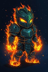 Sticker - Fiery Warrior in Armor Illustration