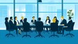 © pkproject - Businesspeople Engaged in an Important Corporate Meeting in Modern Office Setting
