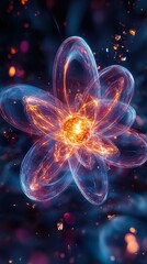Wall Mural - abstract cosmic flower: glowing energy and light in space