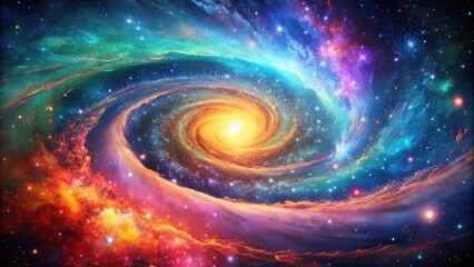 vibrant cosmic galaxy swirl in beautiful colors with stars in a mesmerizing cosmic style